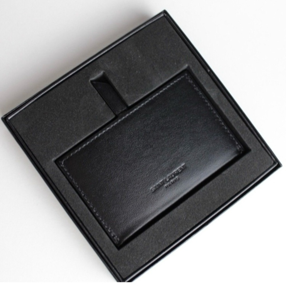 (YSL) Saint Laurent Mirror Leather "FOR YOU" Card Holder NIB